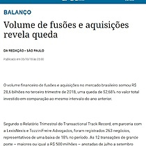 Volume de fuses e aquisies revela queda